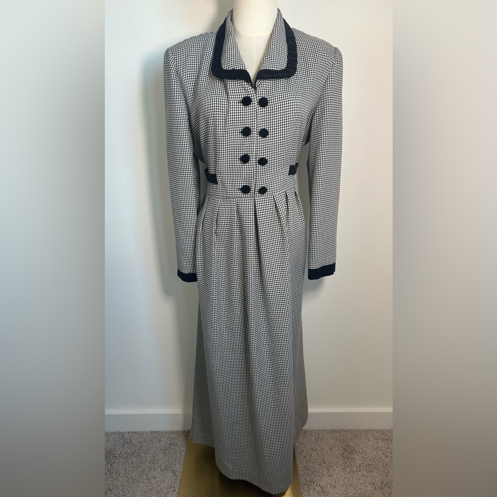 VTG 90s SBL DESIGNS Houndstooth Maxi Dress